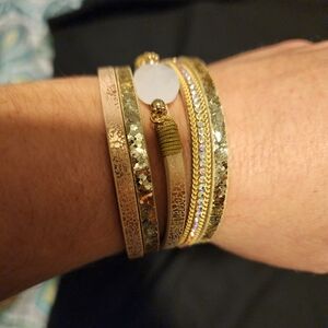 Elegant Gold and Silver Bracelet Set